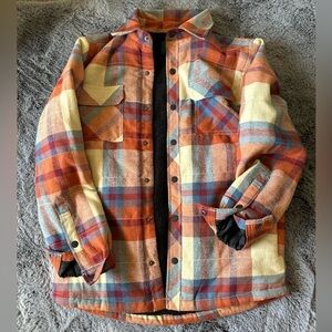 George fleece lined plaid shirt jacket with pockets men's size S unisex